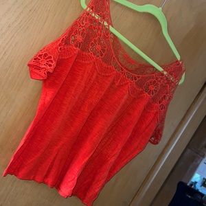 Woman’s Orange EXPRESS Cold-Shoulder Top SIZE: Small